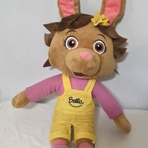 Abella Stuffed Animal with Yellow Overalls and Pink Shirt